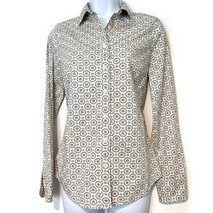 J Crew Button Down Blouse Haberdashery Tan/Cream